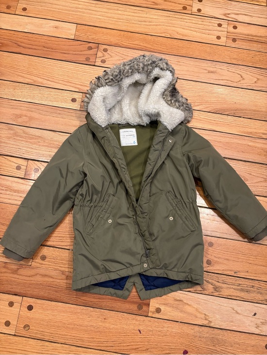 Crewcuts Other - Crewcuts Olive Green Hooded Winter Puffer Coat with Faux Fur Trim youth 10